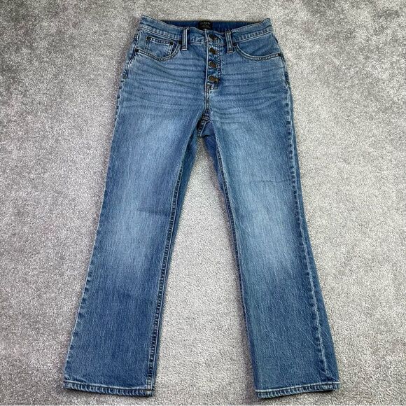 J. Crew Factory Jeans Women's 26 Blue Crop Flare High Rise Button Fly AW389 - Picture 1 of 11